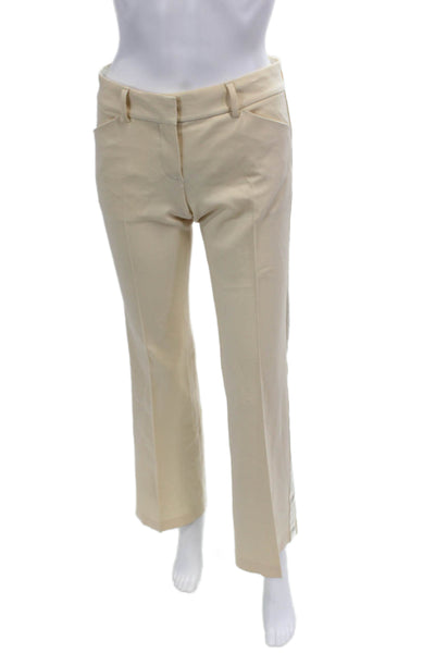 Theory Womens Flare Leg Creased Dress Pant Trousers Beige Wool Size 0