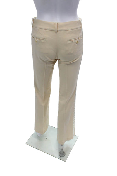 Theory Womens Flare Leg Creased Dress Pant Trousers Beige Wool Size 0