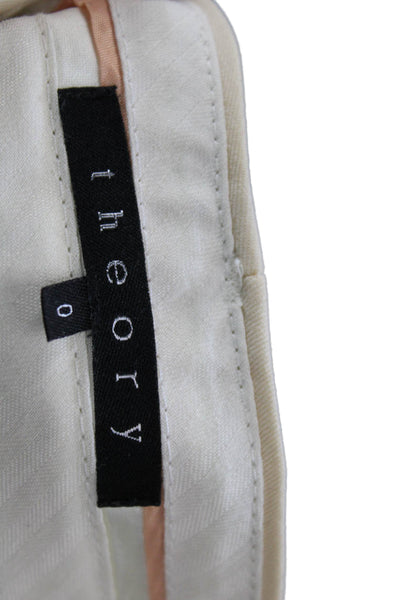 Theory Womens Flare Leg Creased Dress Pant Trousers Beige Wool Size 0