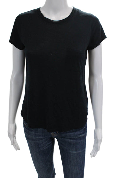 Vince Womens Short Sleeves Pullover Tee Shirt Midnight Blue Size Small