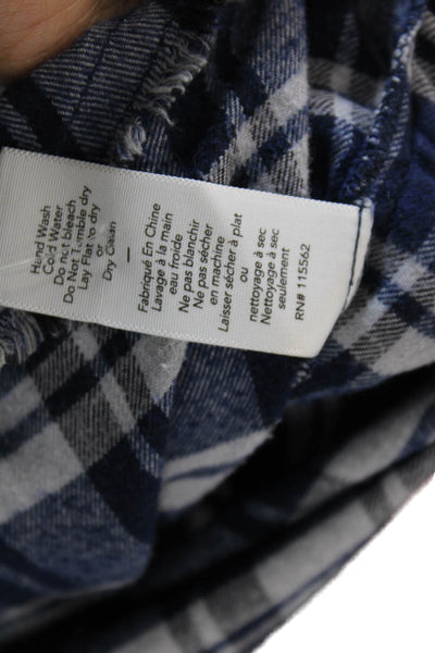 Elizabeth and James Womens Plaid Button Down Shirt Blue Cotton Size Small