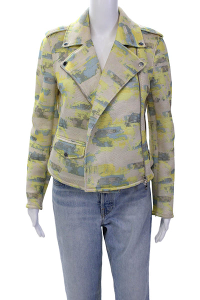 AX Armani Exchange Womens Abstract Asymmetric Zip Basic Jacket Beige Size S
