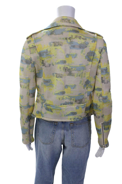 AX Armani Exchange Womens Abstract Asymmetric Zip Basic Jacket Beige Size S