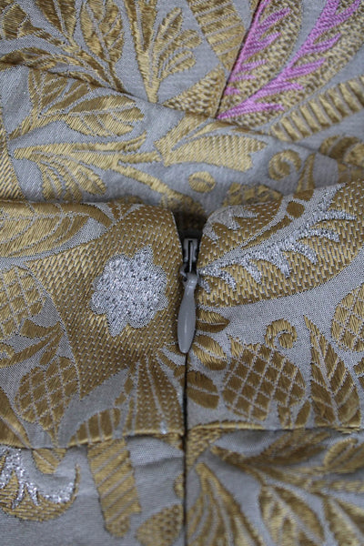 Elevenses Anthropologie Womens Geometric Zippered Pencil Skirt Gold Size 14