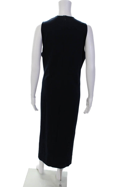 Pearl Womens Solid Button Detail Sleeveless Sheath Dress Navy Blue Size XL