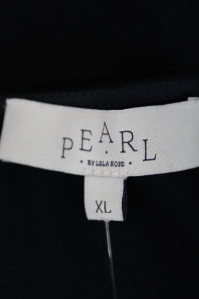 Pearl Womens Solid Button Detail Sleeveless Sheath Dress Navy Blue Size XL
