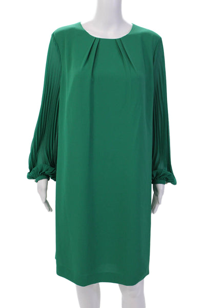 Hobbs London Womens Solid Pleated Sleeve Round Neck Dress Kelly Green Size 44