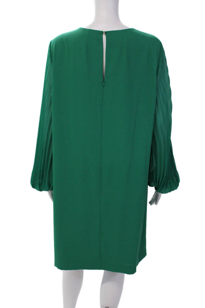 Hobbs London Womens Solid Pleated Sleeve Round Neck Dress Kelly Green Size 44
