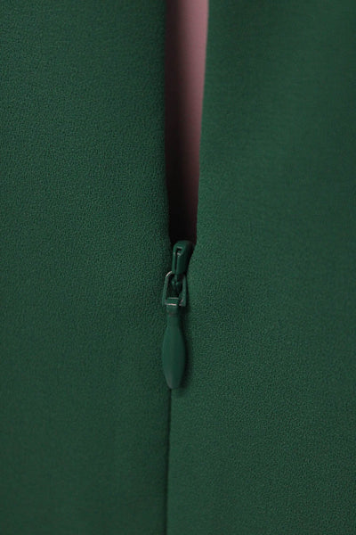 Hobbs London Womens Solid Pleated Sleeve Round Neck Dress Kelly Green Size 44