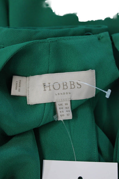 Hobbs London Womens Solid Pleated Sleeve Round Neck Dress Kelly Green Size 44