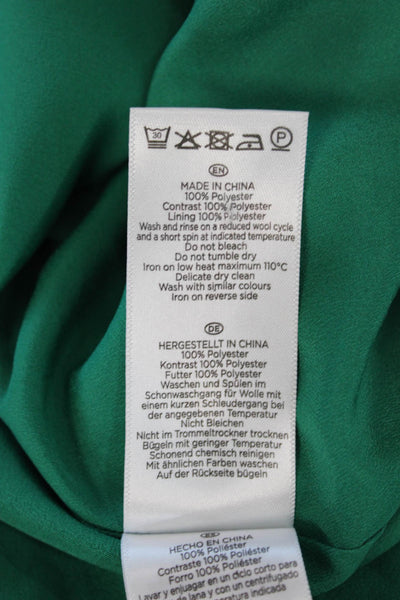 Hobbs London Womens Solid Pleated Sleeve Round Neck Dress Kelly Green Size 44