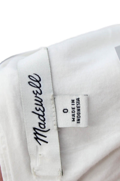 Madewell Womens Cotton Square Neck Puff Short Sleeve Tiered Dress White Size 0