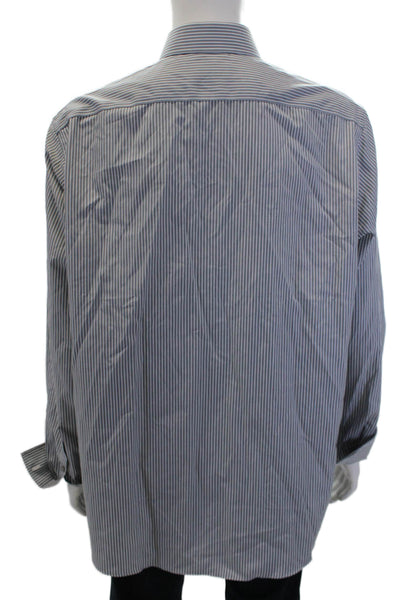 Michael Michael Kors Mens Cotton Striped Button Down Dress Shirt Gray Size 36