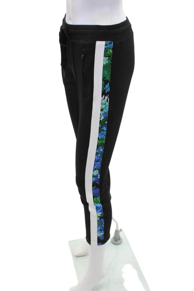 Pam & Gela Womens Floral Printed Detail Cropped Pleated Sweatpants Black Size S