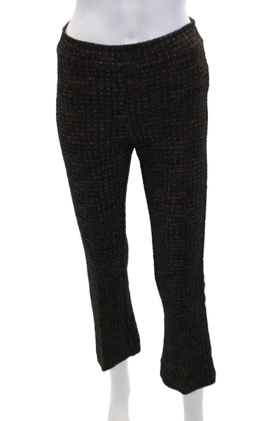 Avenue Montaigne Womens Cotton Blend Elastic Waist Flare Leg Pants Brown Size 0