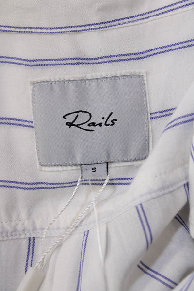 Rails Womens Cotton Long Sleeve Button Up Stripe Blouse White Size S