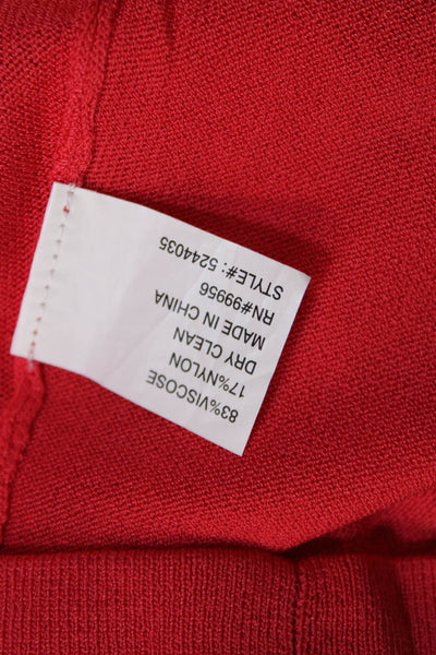 Shoshanna Womens Textured Long Sleeve Button Up Casual Knit Top Red Size S