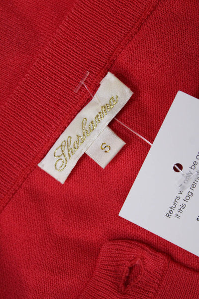 Shoshanna Womens Textured Long Sleeve Button Up Casual Knit Top Red Size S