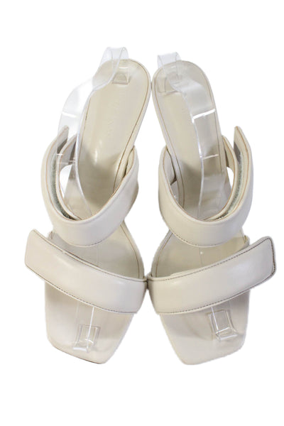 Tony Bianco Women's Square Toe Strappy Slide Cone Heels Sandals Cream Size 10