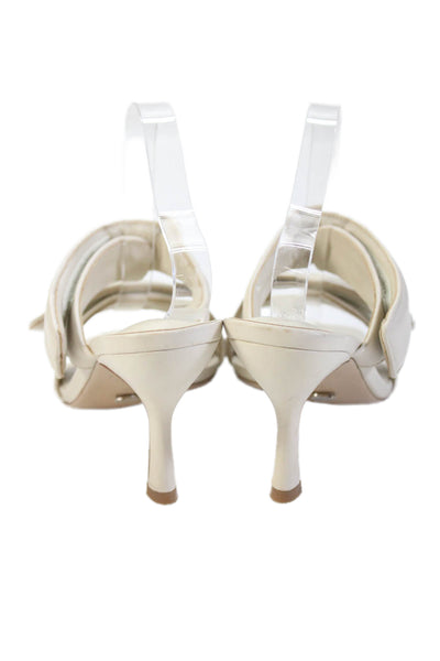 Tony Bianco Women's Square Toe Strappy Slide Cone Heels Sandals Cream Size 10