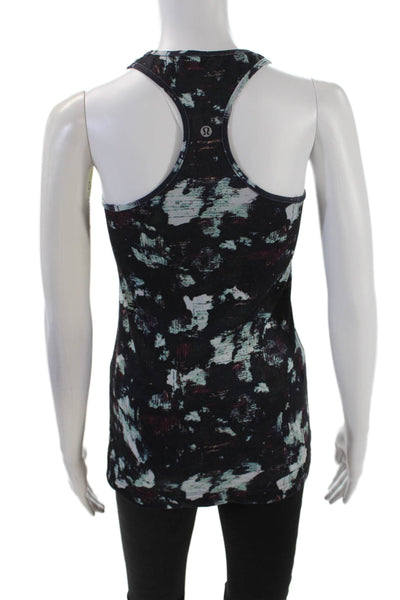 Lululemon Womens Scoop Neck Abstract Printed Stretch Knit Tank Top Black Multi 6