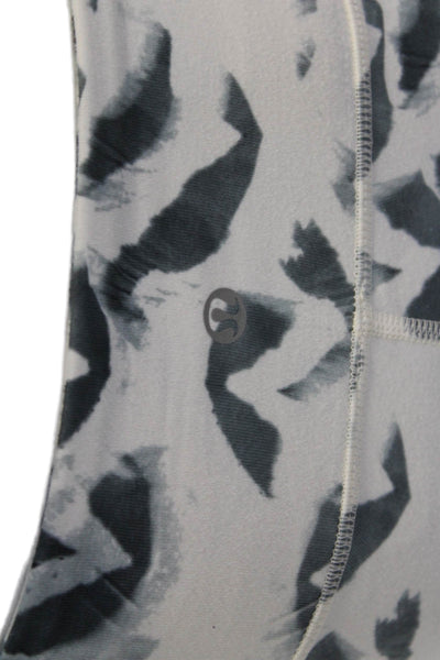 Lululemon Womens High Rise Knit Abstract Cropped Leggings White Gray Size 4