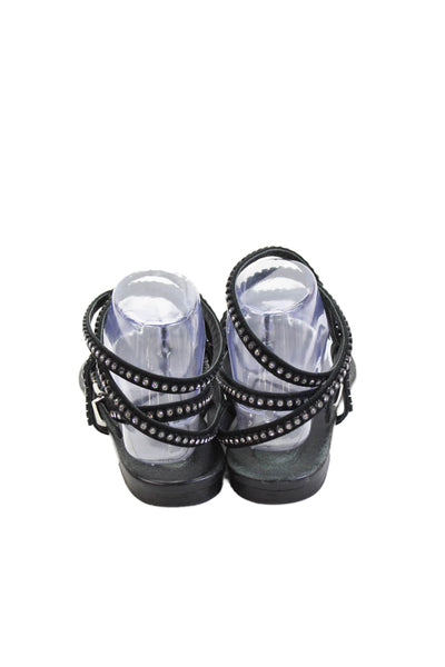 Tamara Mellon Womens Strappy Rhinestone Slingback Flat Sandals Black Size EUR 37
