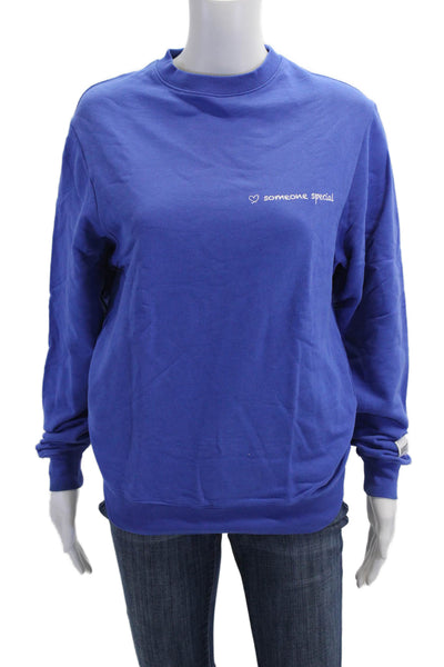 Krost Womens Cotton Long Sleeve Pullover Crew Neck Sweatshirt Blue Size XS