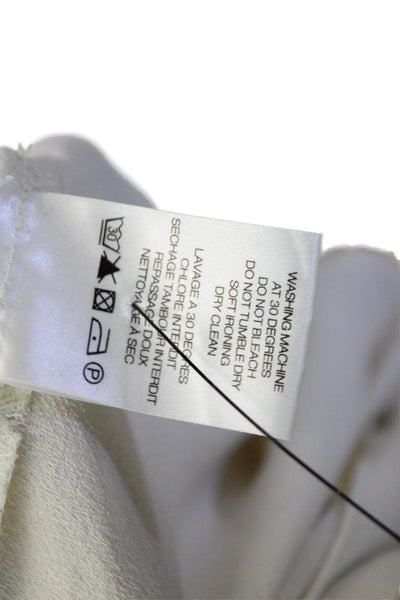 IRO Womens Turtleneck Long Sleeve Zippered Cropped Blouse Cream Size 34