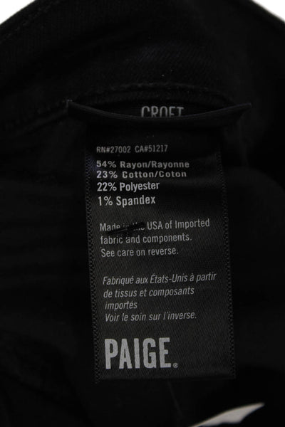 Paige Womens Cotton Zippered Low-Rise Slim Skinny Denim Jeans Black Size 29