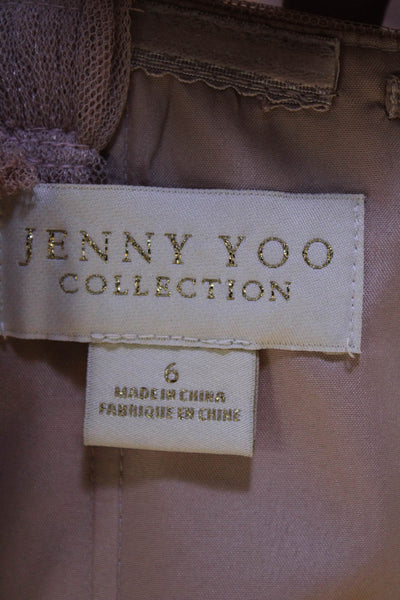 Jenny Yoo Collection Womens Short Sleeves A Line Evening Gown Pink Size 6