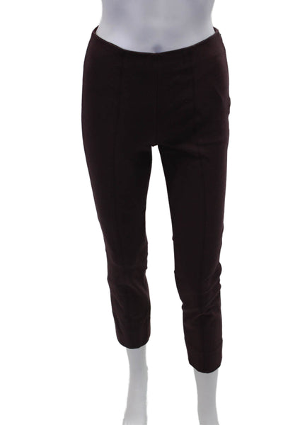 Vince Womens High Rise Slim Leg Pants Dark Berry Purple Cotton Size Small