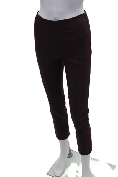 Vince Womens High Rise Slim Leg Pants Dark Berry Purple Cotton Size Small