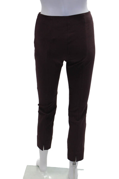 Vince Womens High Rise Slim Leg Pants Dark Berry Purple Cotton Size Small