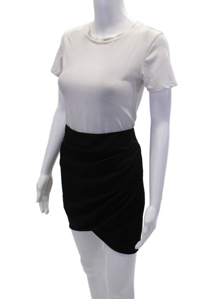 Helmut Helmut Lang Womens Back Zipper Ruched Tulip Mini Skirt Black Size Large