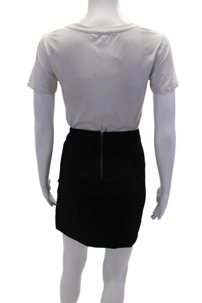 Helmut Helmut Lang Womens Back Zipper Ruched Tulip Mini Skirt Black Size Large