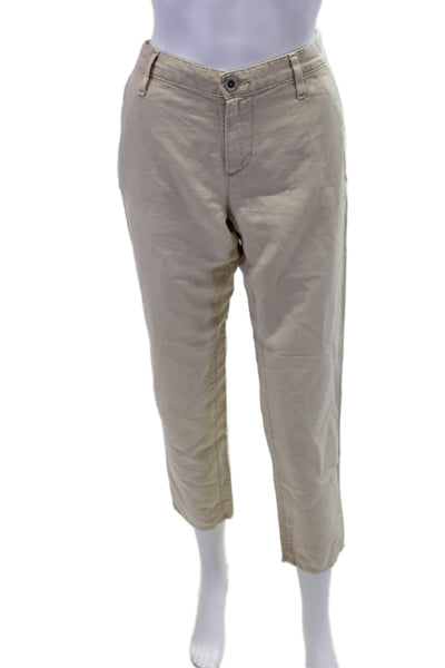 AG Adriano Goldschmied Linen + Cotton Four Pocket Tapered Pants Beige Size 27
