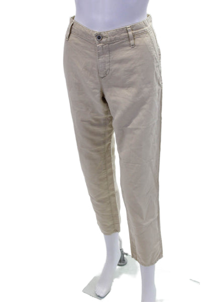 AG Adriano Goldschmied Linen + Cotton Four Pocket Tapered Pants Beige Size 27