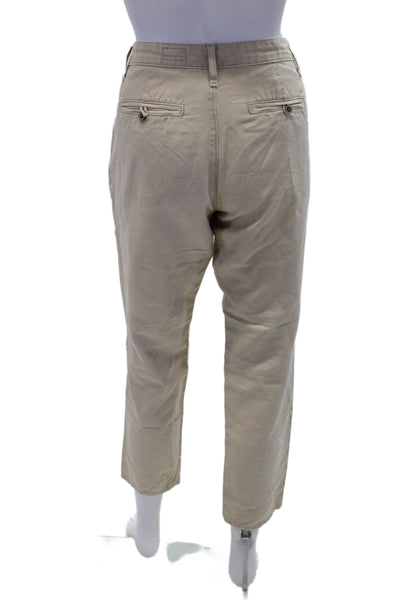 AG Adriano Goldschmied Linen + Cotton Four Pocket Tapered Pants Beige Size 27