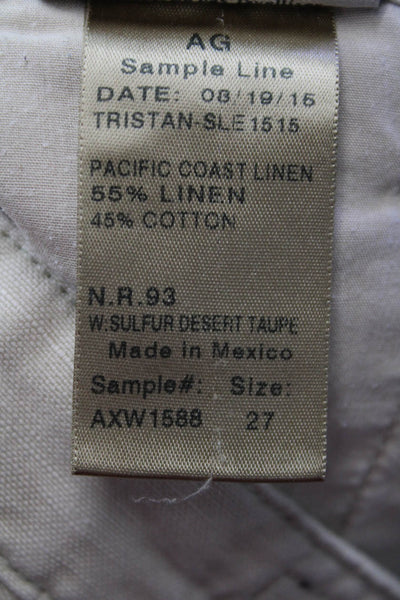 AG Adriano Goldschmied Linen + Cotton Four Pocket Tapered Pants Beige Size 27