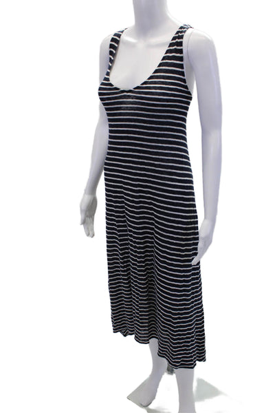 Calypso Saint Barth Womens Linen Striped Scoop Neck Maxi Tank Dress Navy Size XS