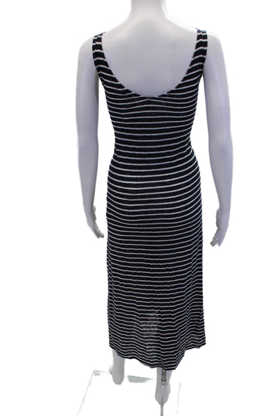 Calypso Saint Barth Womens Linen Striped Scoop Neck Maxi Tank Dress Navy Size XS