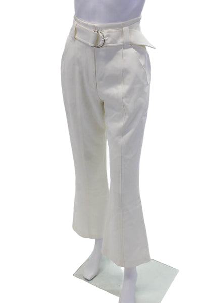 ALC Womens High Waisted Solid Belted Flare Leg Dress Pants White Size 2
