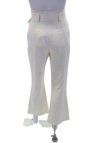 ALC Womens High Waisted Solid Belted Flare Leg Dress Pants White Size 2