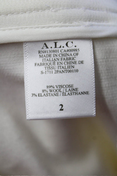 ALC Womens High Waisted Solid Belted Flare Leg Dress Pants White Size 2