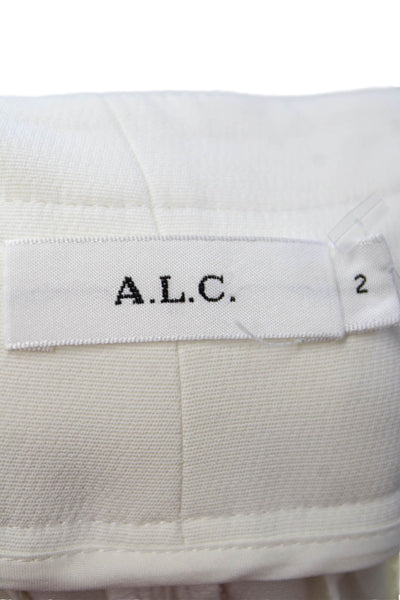 ALC Womens High Waisted Solid Belted Flare Leg Dress Pants White Size 2