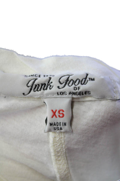 Junk Food Womens Cotton Graphic Printed Basic Cap Sleeve T-Shirt White Size XS