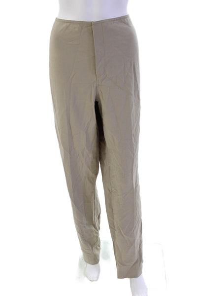 Ellen Tracy Womens High Rise Straight Leg Pants Khaki Beige Wool Size 14