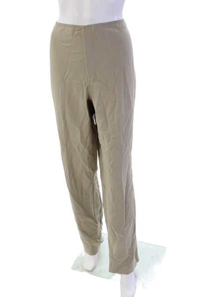 Ellen Tracy Womens High Rise Straight Leg Pants Khaki Beige Wool Size 14