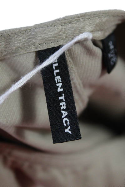 Ellen Tracy Womens High Rise Straight Leg Pants Khaki Beige Wool Size 14